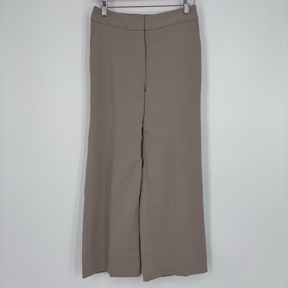 Quince Stretch Crepe Classic Trouser Pants Womens 2 Morel Brown Wide Leg Career